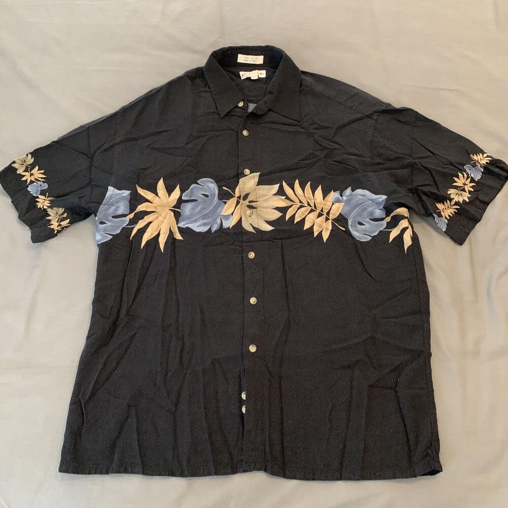 Vintage Pierre Cardin Shirt Mens Large Rayon Hawaiian Floral Button Up Korea 90s